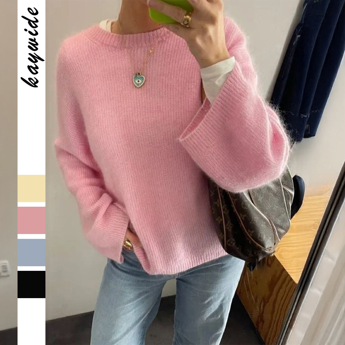 Women's Fashion Temperament Pure Color Long Sleeve Sweaters