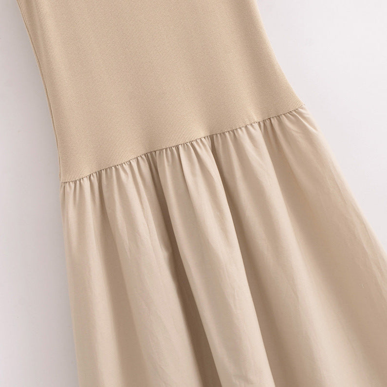 Women's Color Patchwork Round Neck Loose Casual Dresses
