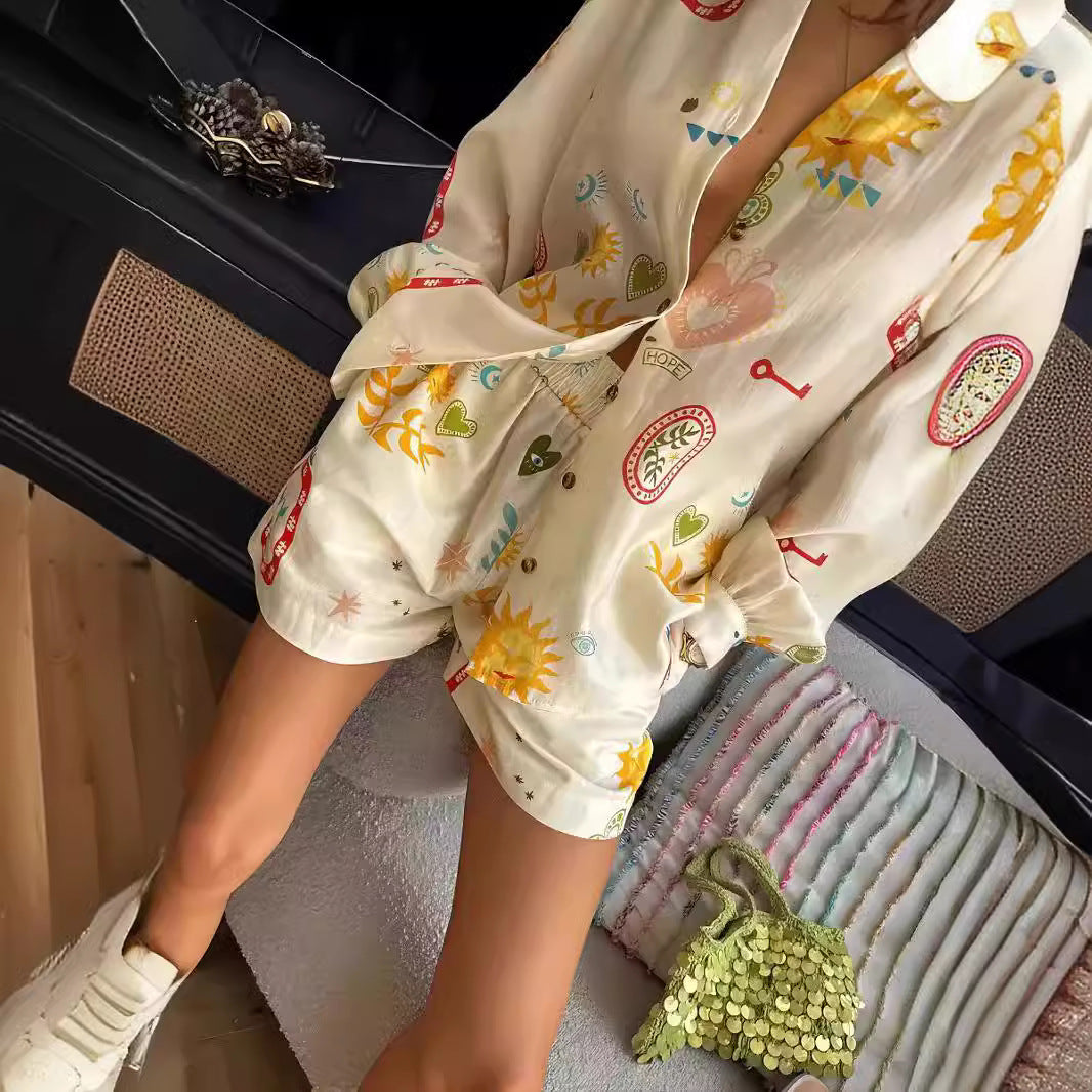 Versatile Comfortable Printed Linen Leisure Shirt Fashion Casual Suit