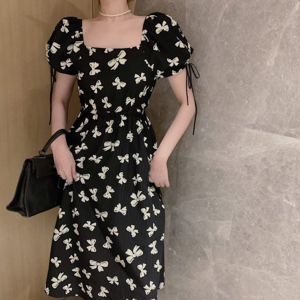 Women's Bow Summer French Style Design Temperament Dress