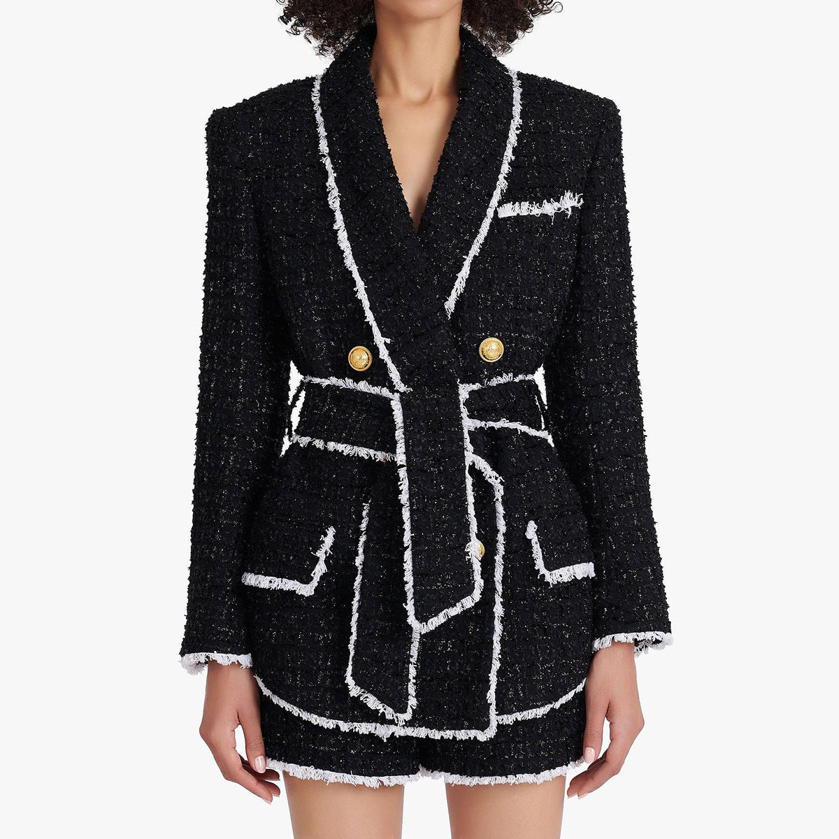 Women's Unique Tweed Waist Slimming Business Blazers