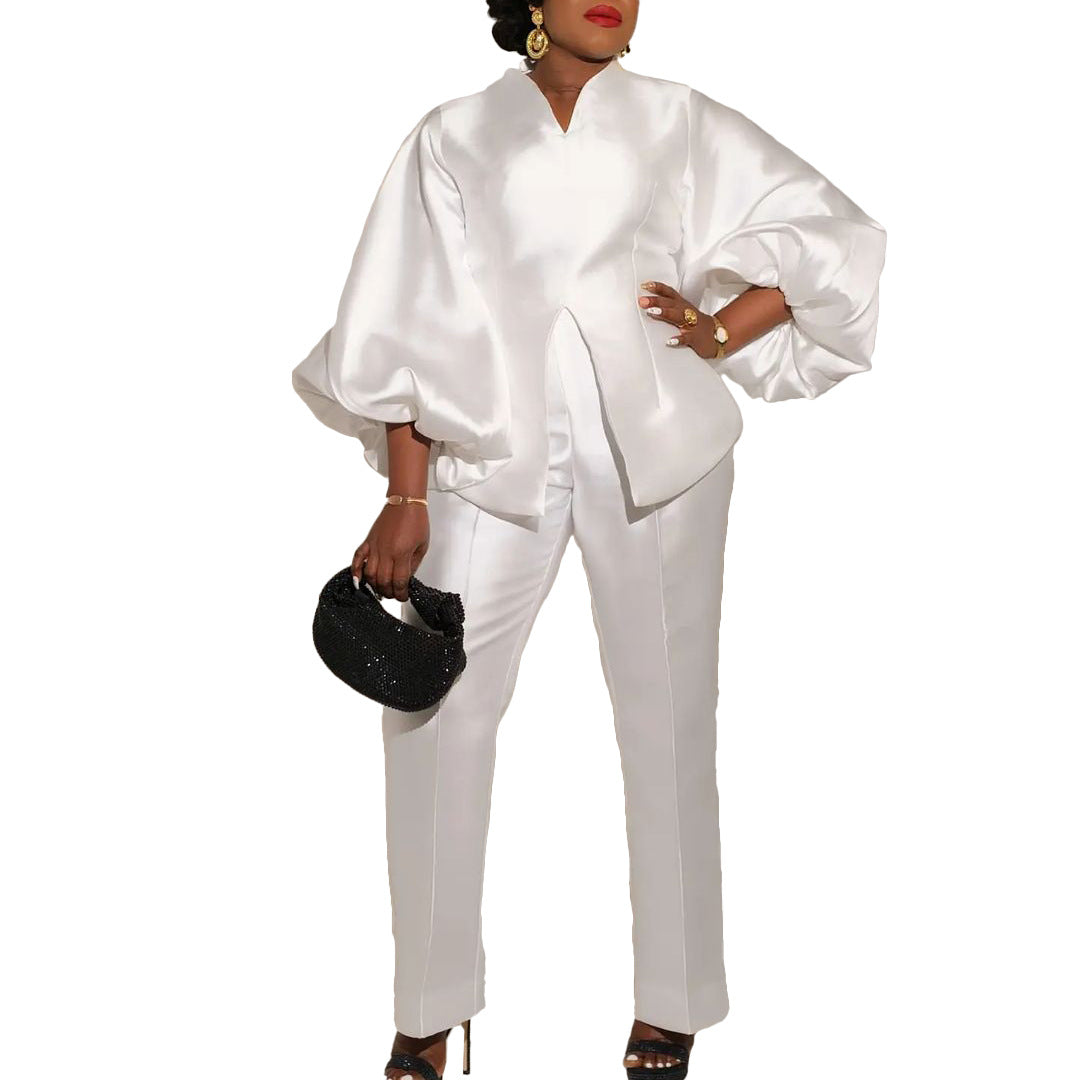Temperament Ol Elegant Solid Color African Fashion Casual Suit