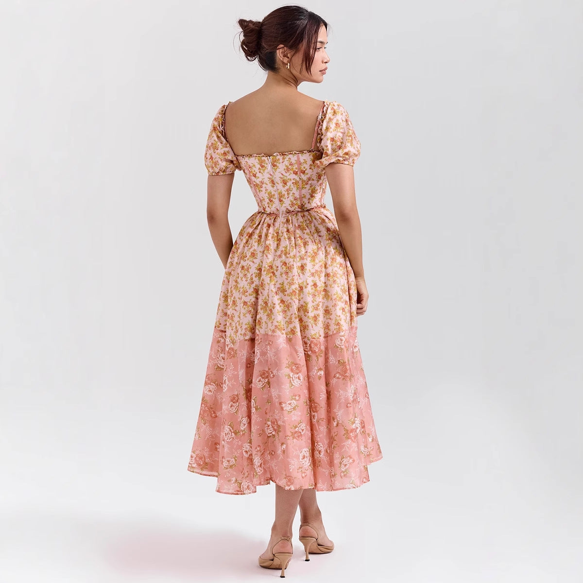 Women's Sexy Fashion Puff Sleeve French Square Dresses