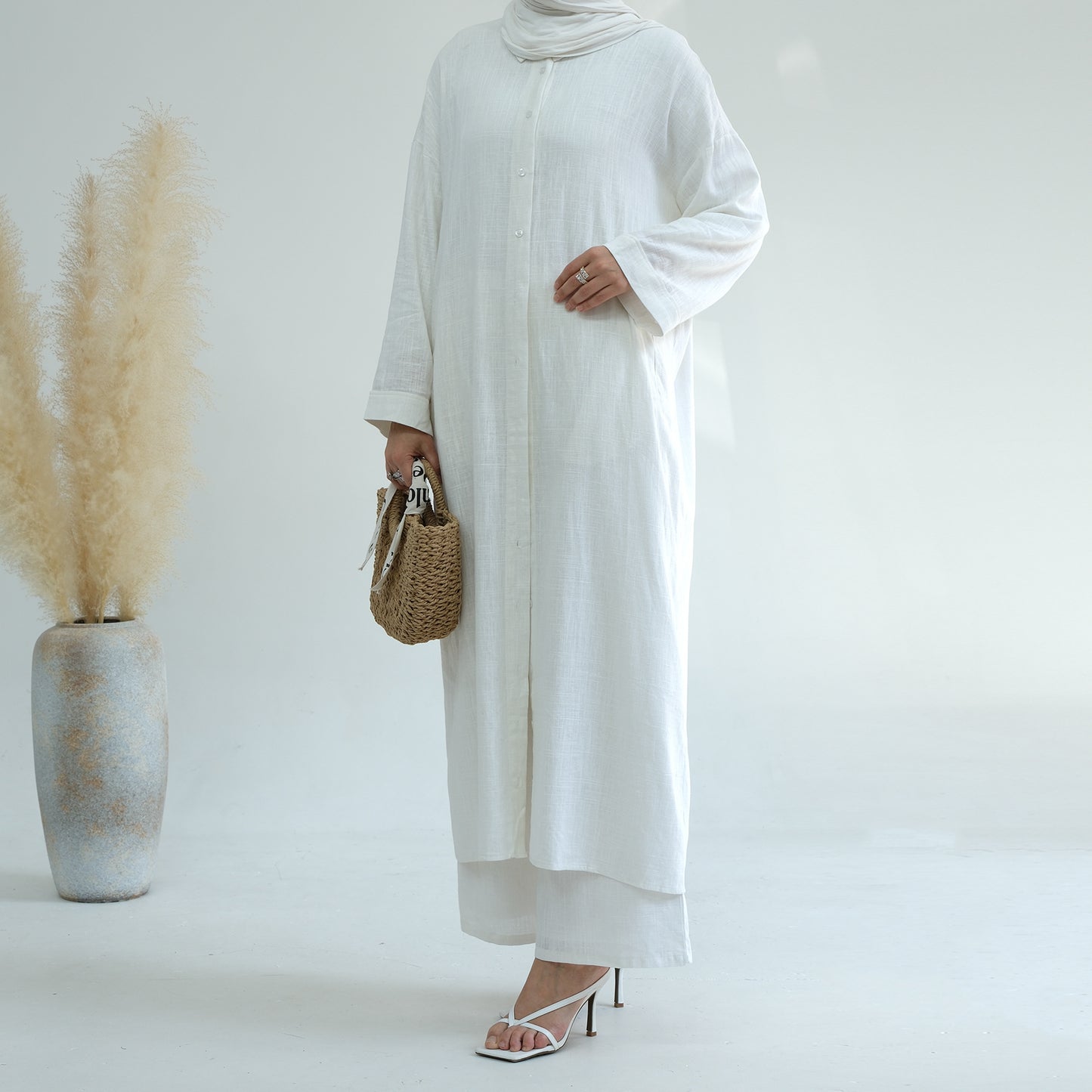 Cotton Linen Solid Color Two-piece Set Dresses