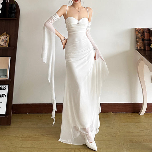 Women's Color Slim Fit High Waist Fashion Spaghetti Dresses