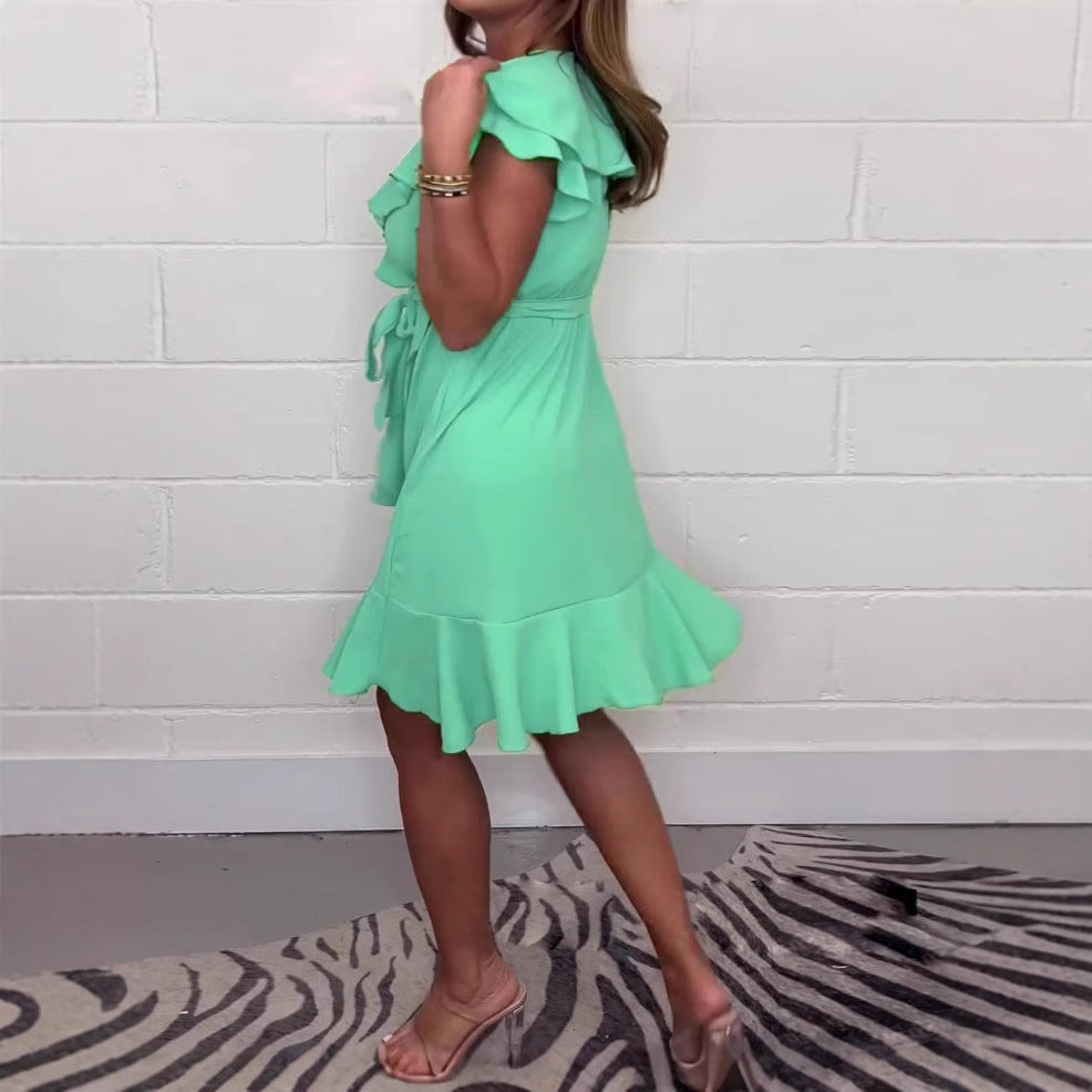 Women's Summer Ruffled Solid Color For Skirts
