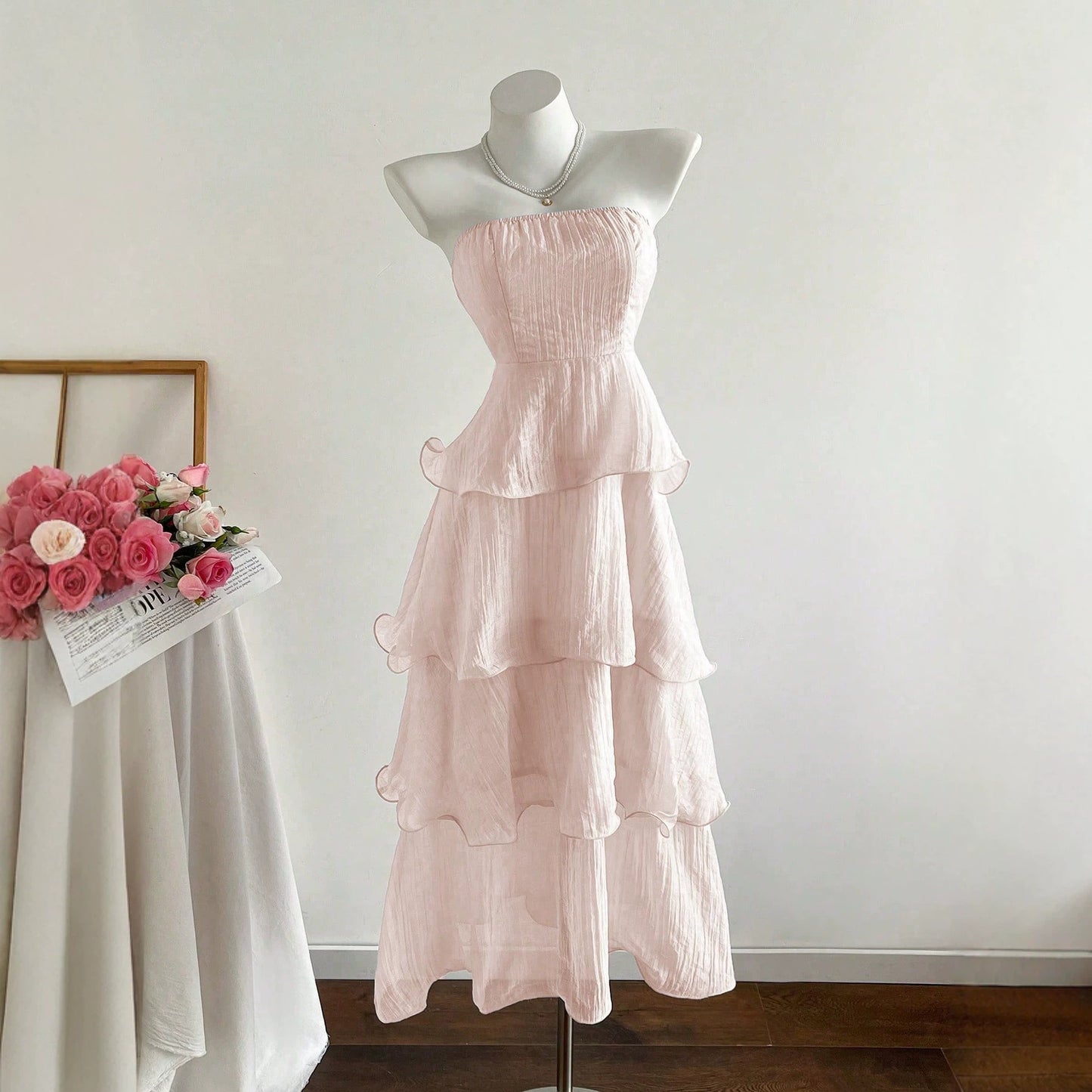 Summer Cover Slimming Midi Cake Fairy Tube Solid Color Skirts