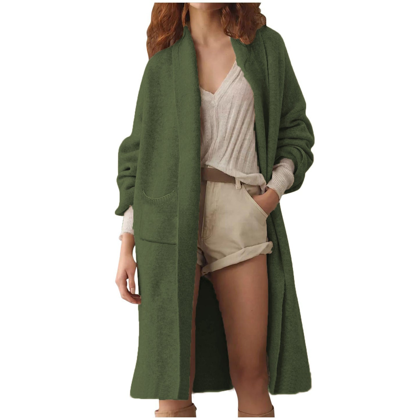 Trendy Knitted Loose Long Large Pocket Knitwear