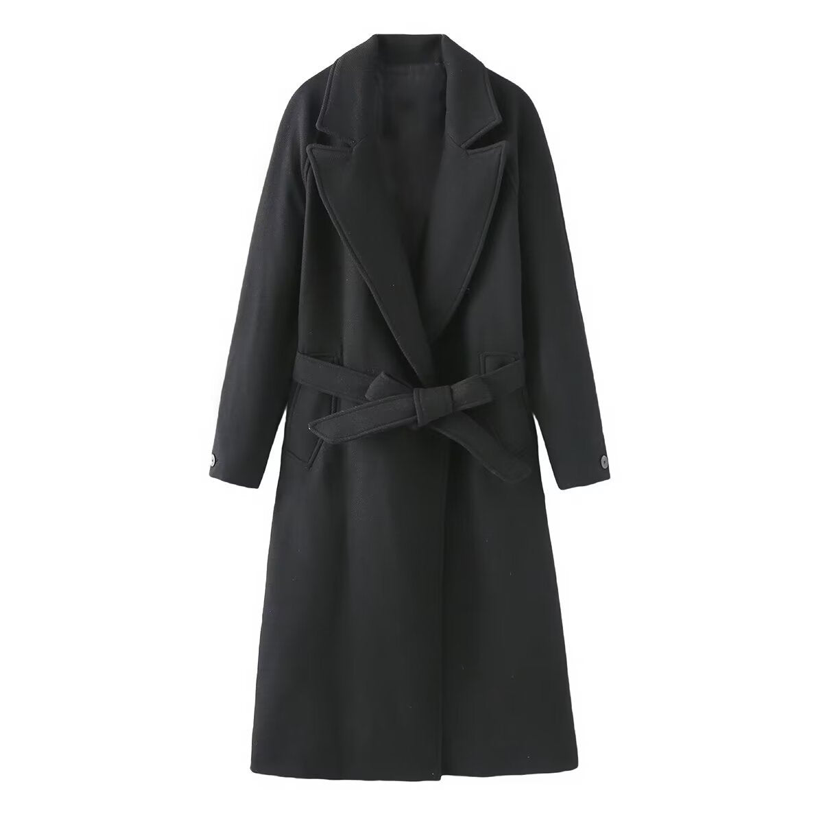 Women's Homemade Classic Fashion With Belt Woolen Coats