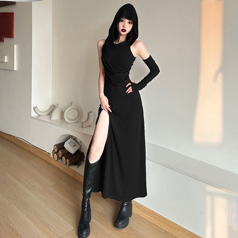 Women's Summer Sexy Fashion Solid Color Hooded Dresses