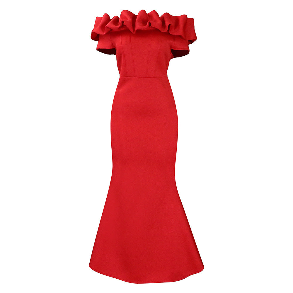 Women's Solid Color Fishtail Wooden Ear Dress Skirts