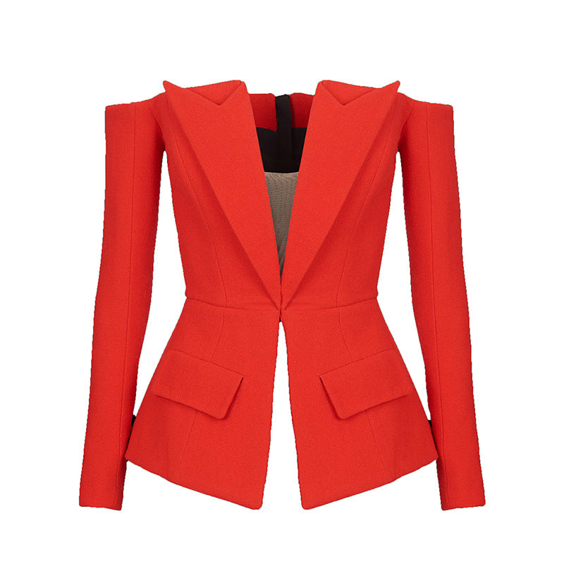 Popular Fashion Design Back Zipper Personality Blazers