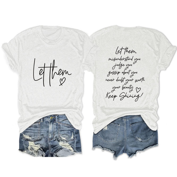 Casual Front Rear Printed Simple Sleeve Blouses