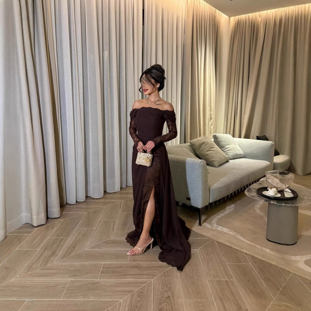 Women's Lace Long Sleeve Big Hem Elegance Dresses