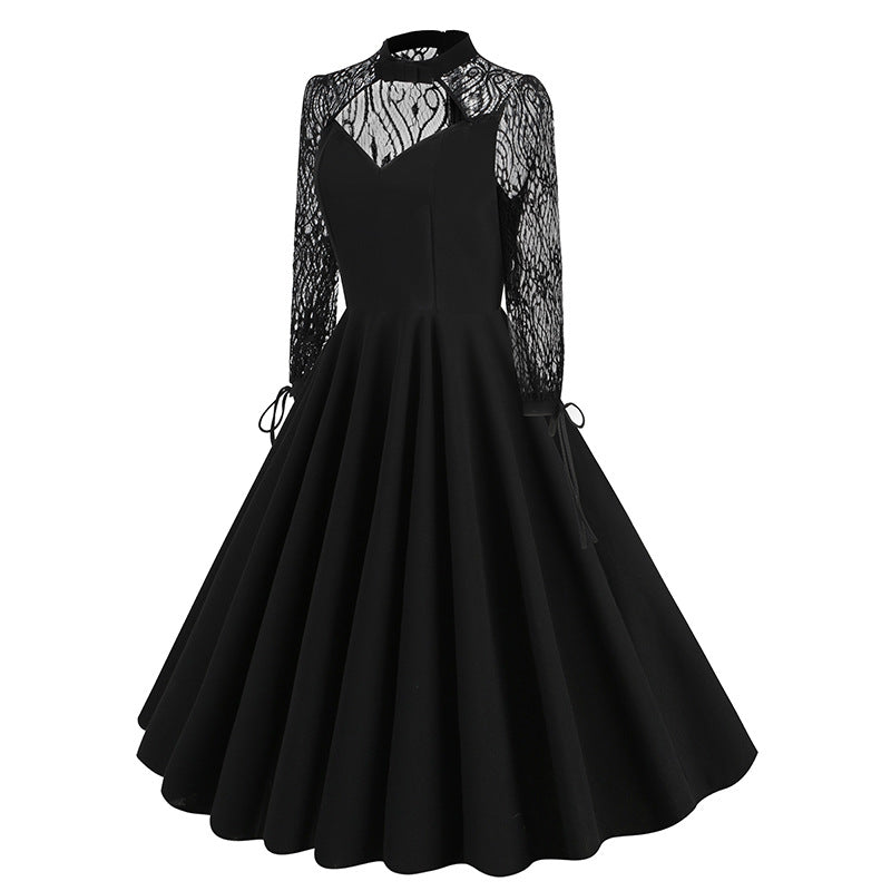 Women's Dress Hollow Backless Sexy Halloween Black Dresses