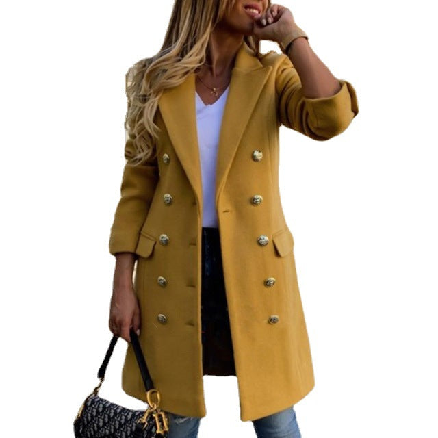 Women's Stylish Durable Innovative Woolen Buckle Coats