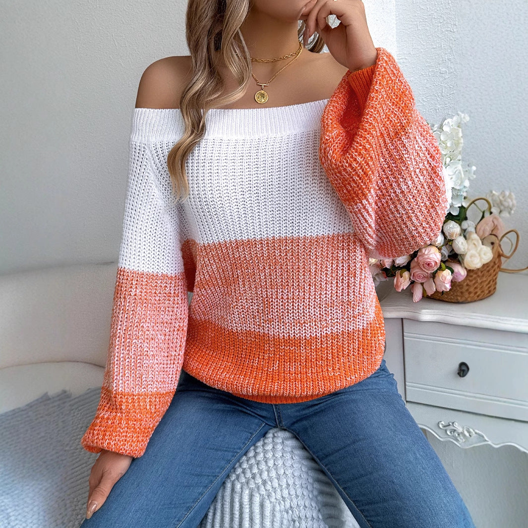 Women's Casual Multicolor Lantern Sleeve Pullover Clothing