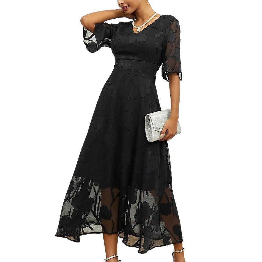 Large Swing Fashionable Elegant Collar Jacquard Dress