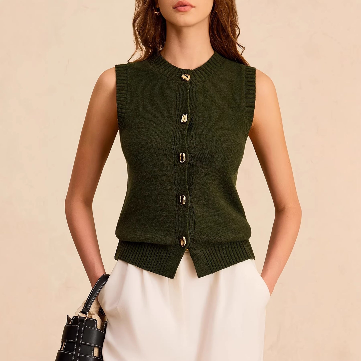 Women's Elegant Casual Woolen Simple Commute Inner Wear Vests