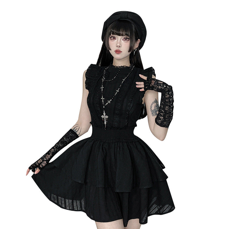 Gothic Dark Style Little Witch Pattern Cotton Dresses