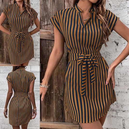 Women's Versatile Cool Sleeveless Striped Dress Dresses