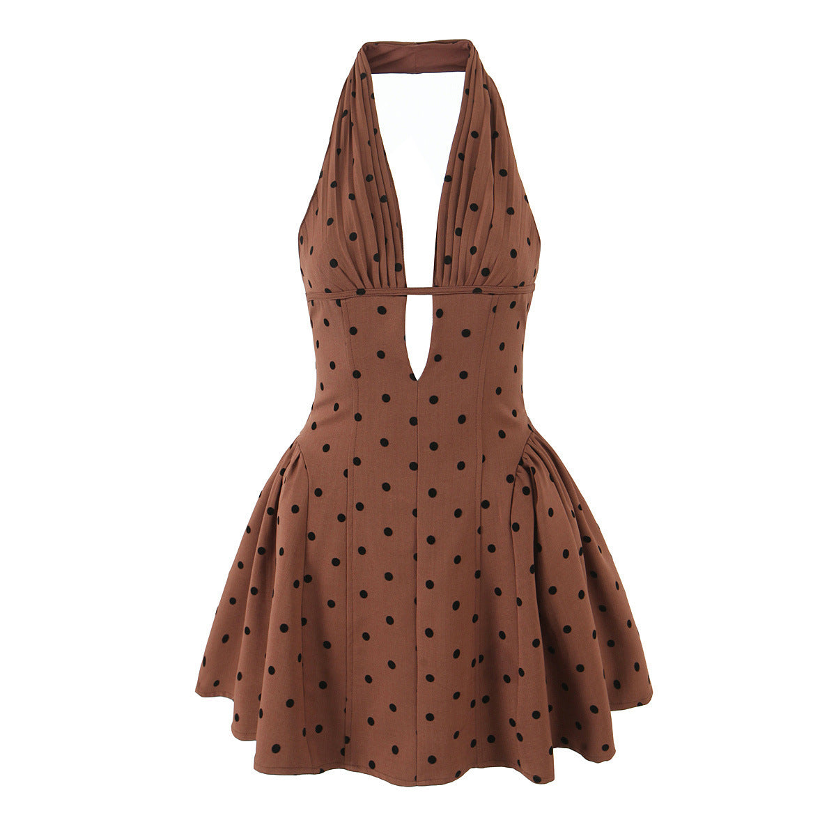 Women's Sexy Leopard Print Deep Backless Halter Dresses