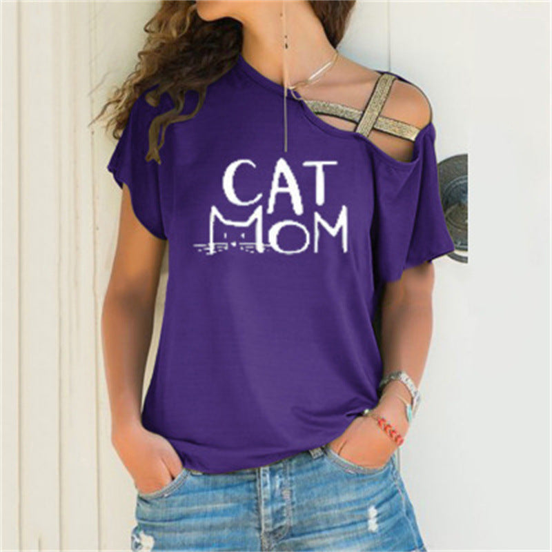 Women's Casual Cross Irregular Short-sleeved T-shirt Blouses