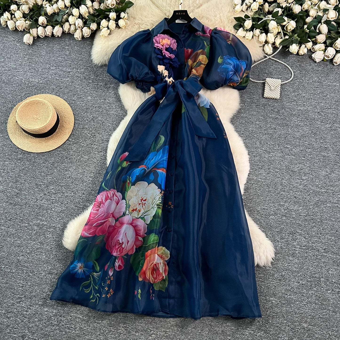 Women's Summer Palace Style Three-dimensional Flower Lantern Dresses