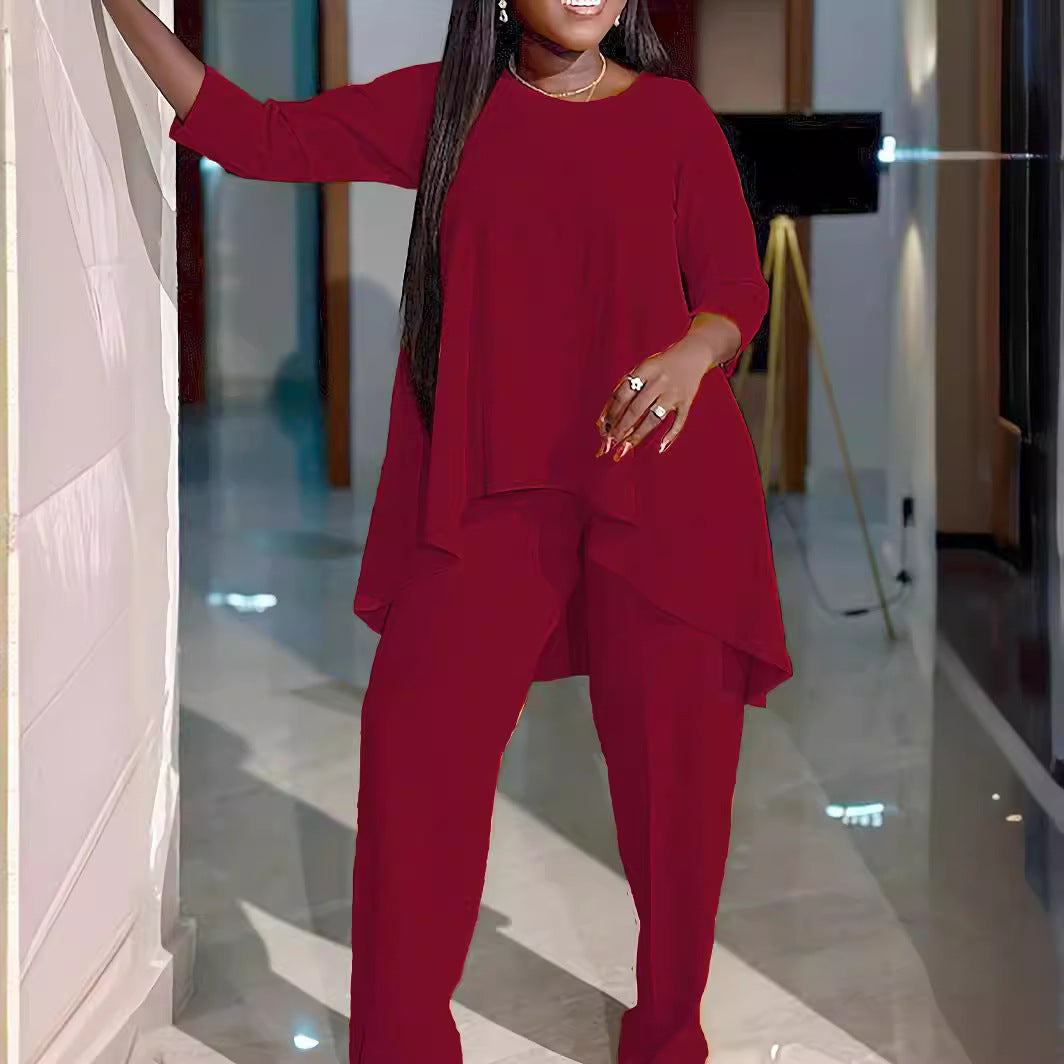 Fashion Temperament Long Sleeve Two-piece Set Pants