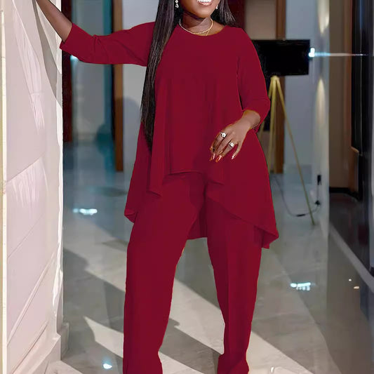 Fashion Temperament Long Sleeve Two-piece Set Pants