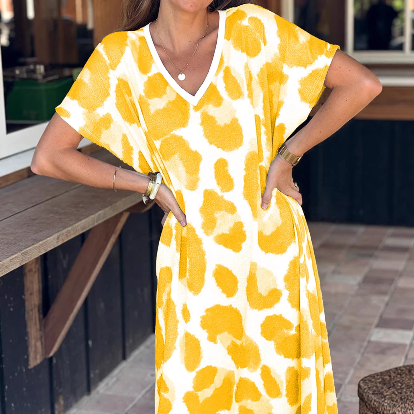 Elegant Personalized Casual Printed Sleeves Loose Dress