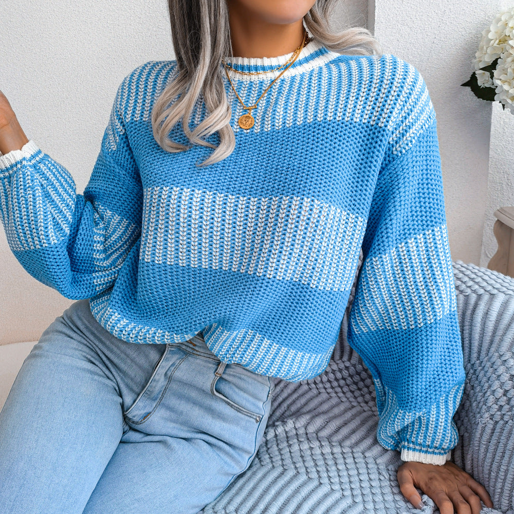 Women's Clearance Casual Contrast Color Striped Long Clothing