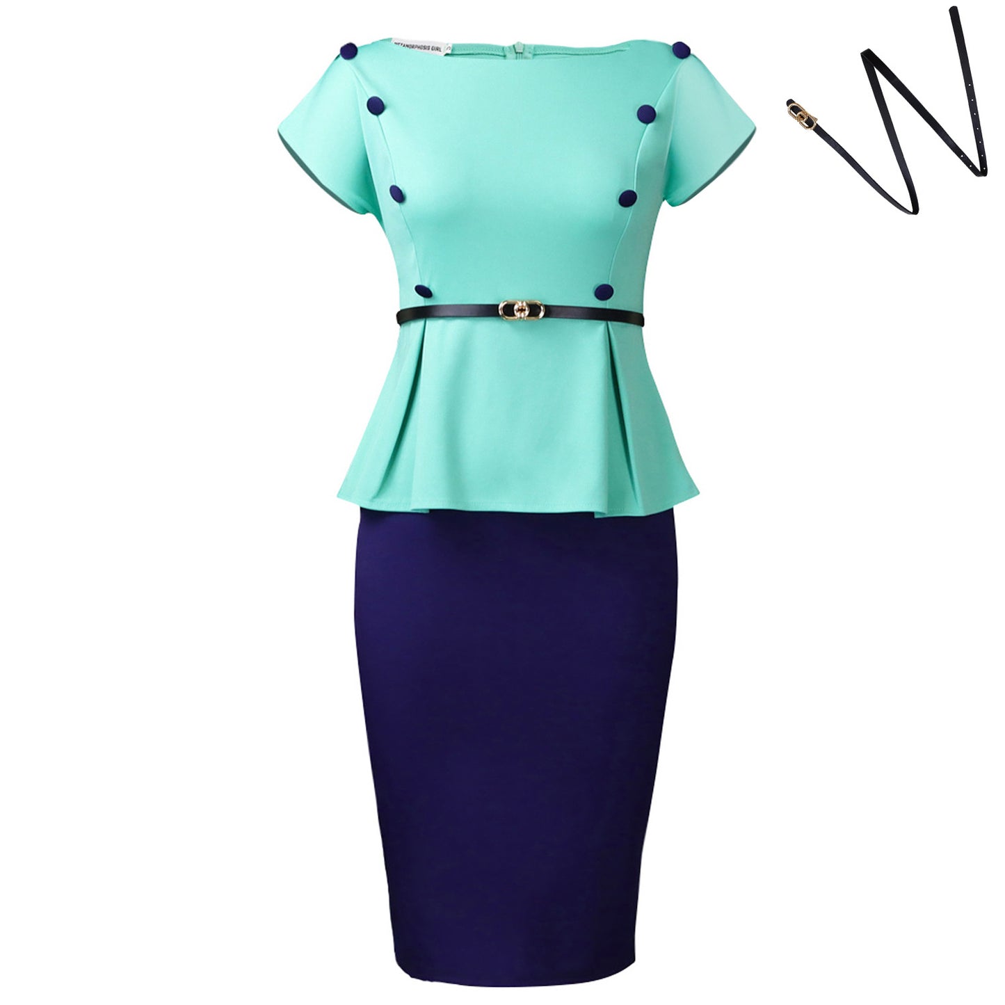 Women's Fashionable Elegant Sheath Ol Color Matching Plus Size
