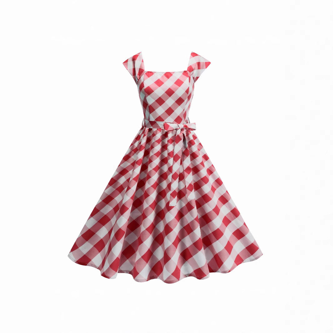 Women's Dress Plaid Large Swing Tube Summer Dresses