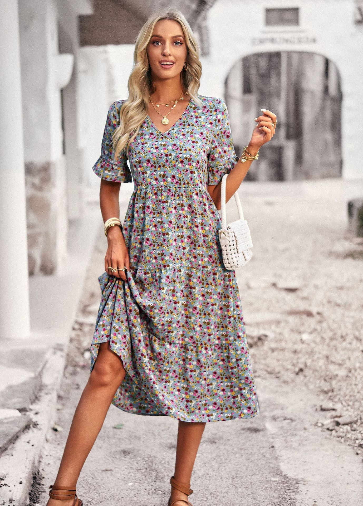 Women's Design Printed Sleeve Summer Fashion Dress