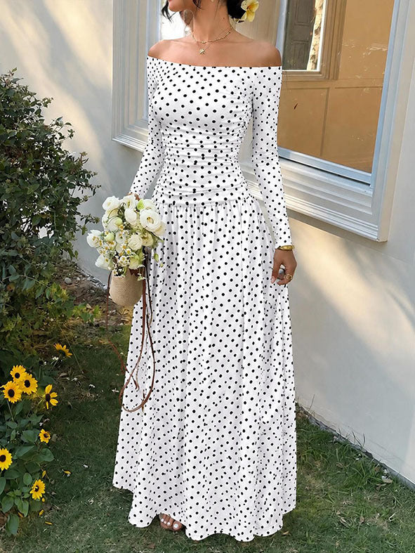 Women's Elegant Long-sleeved For Waist Fitted Figure Dress