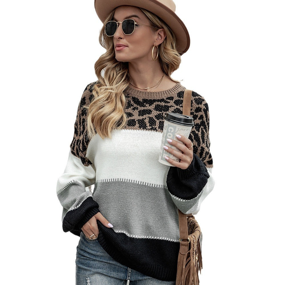 Women's Spring Fashion Personality Crew Neck Pullover Knitwear