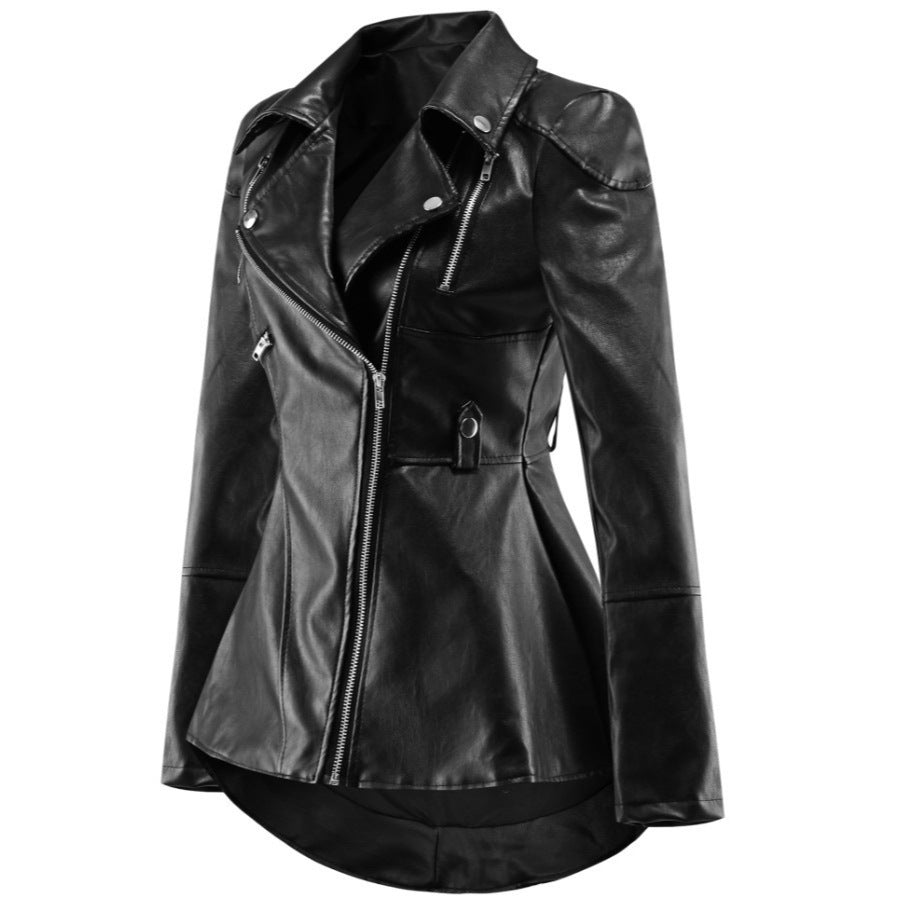 Women's Leather Fashion Dovetail Style Ruffled For Jackets