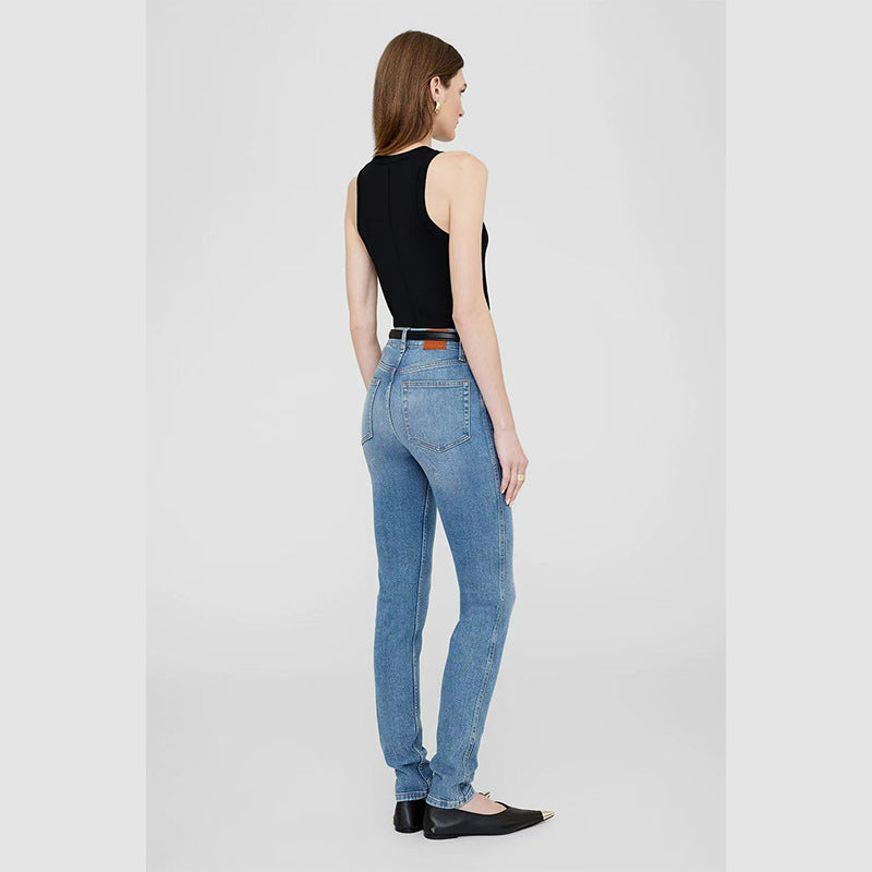 Women's Spring North American Niche Water Blue Polo Jeans
