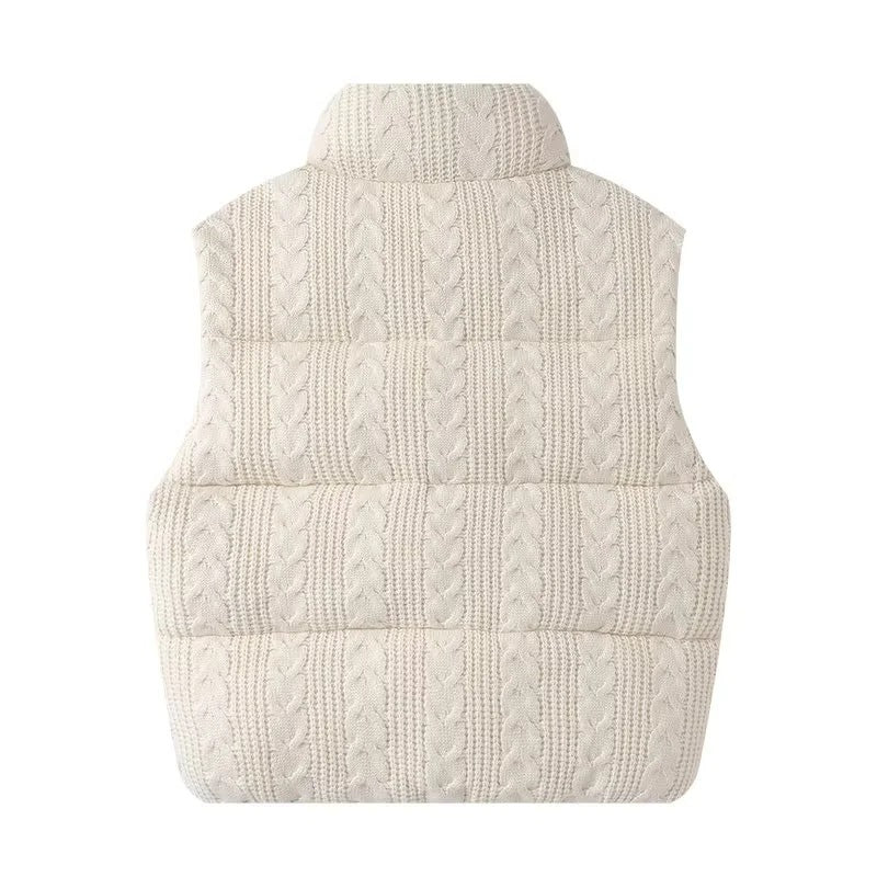 Women's Hot Stand Collar Knitted Cotton Outer Vests
