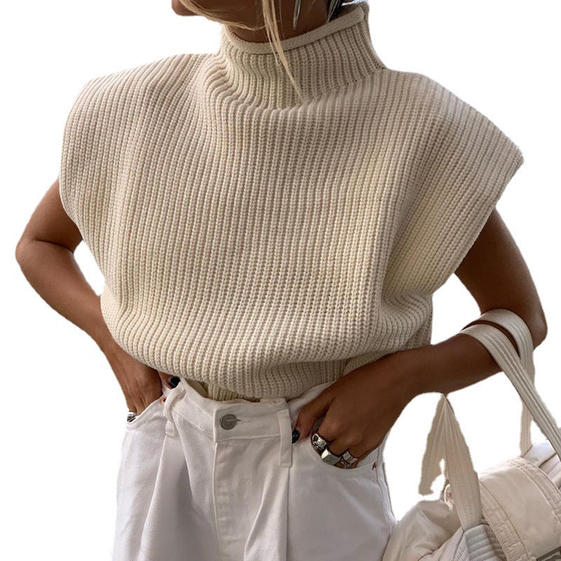 Women's Solid Color Knitted Sexy Temperament Turtleneck With Sleeves Sweater