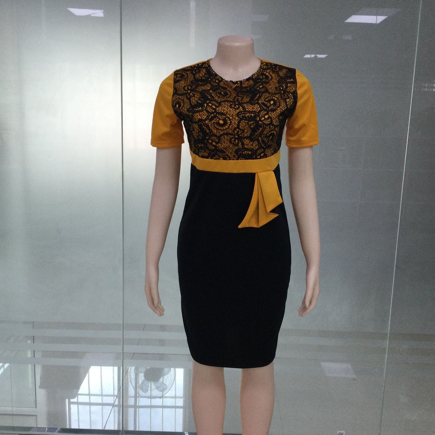 Women's Lace Stitching Dress Commuter Two-piece African Dresses