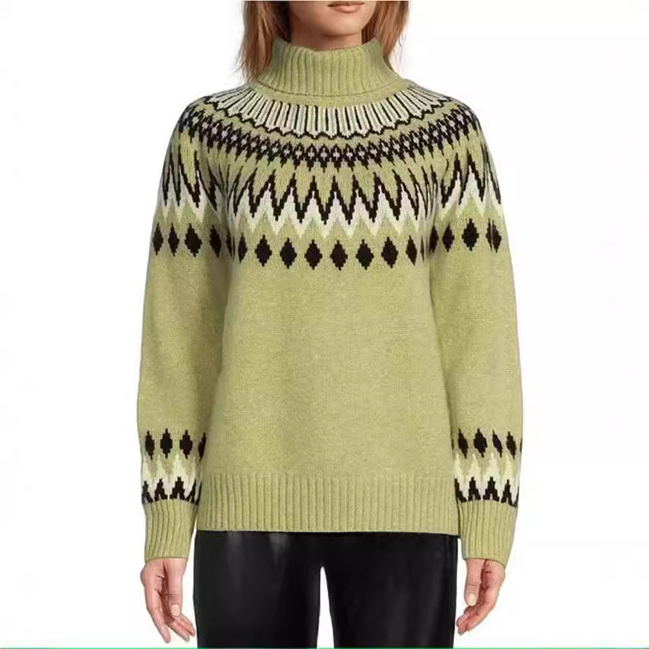 Women's Neck Fashion Casual Multicolor Slim Fit Slimming Sweater