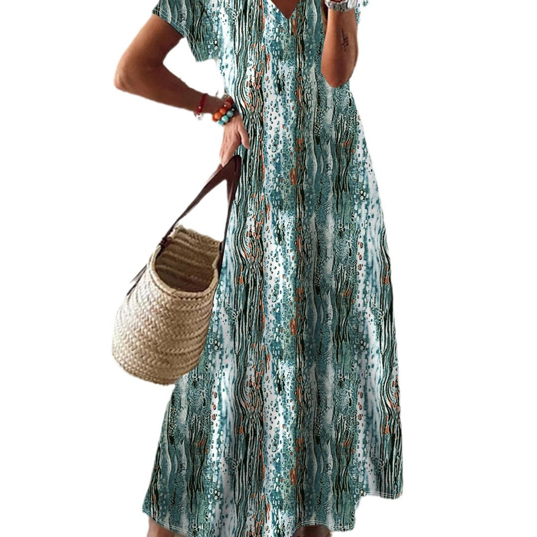 Women's Bohemian Style Printed Large Swing Dress