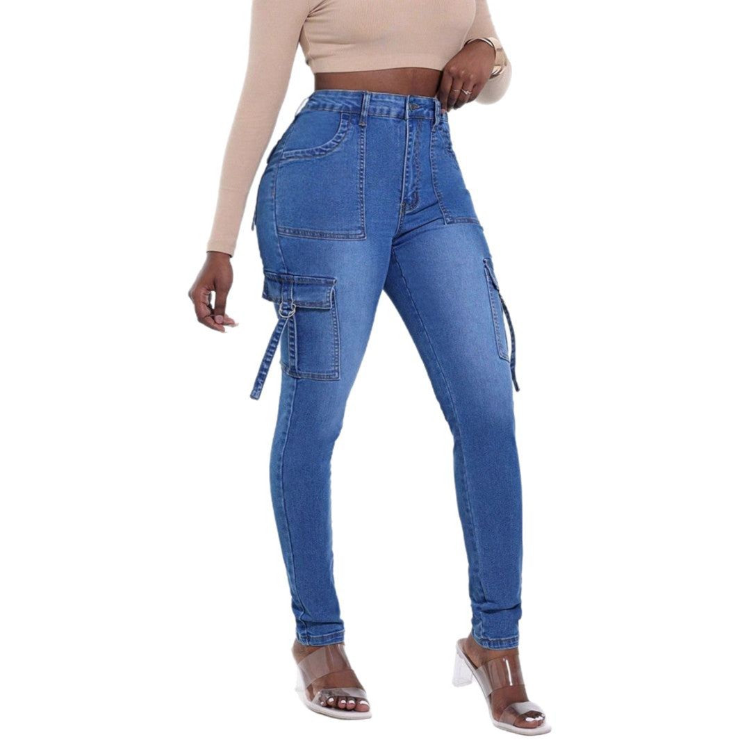 Women's Stretch Flap Pocket Slim Fit Hip Jeans