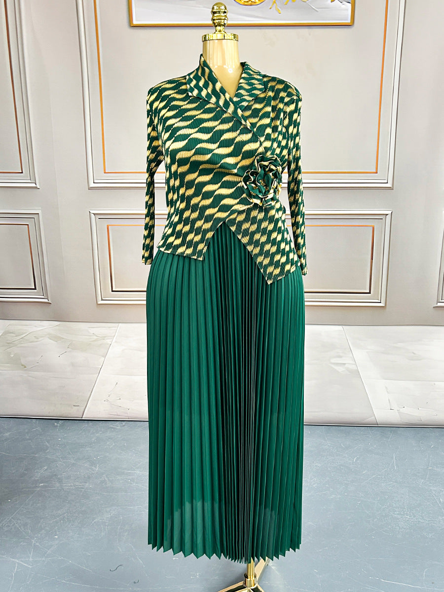 Women's Dress Lightly Mature Pleated Chiffon Printed Dresses