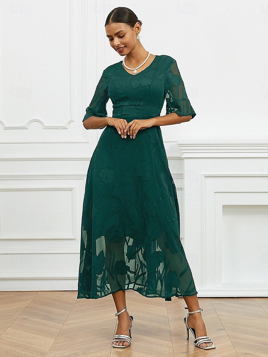 Large Swing Fashionable Elegant Collar Jacquard Dress