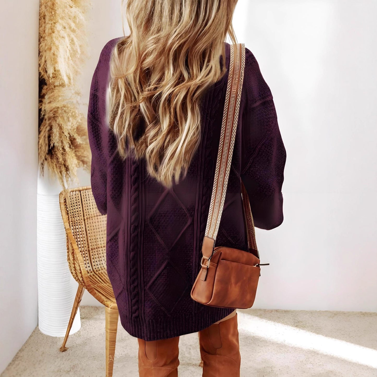 Women's Winter Vintage Textured Casual Loose Slim Fit Sweaters