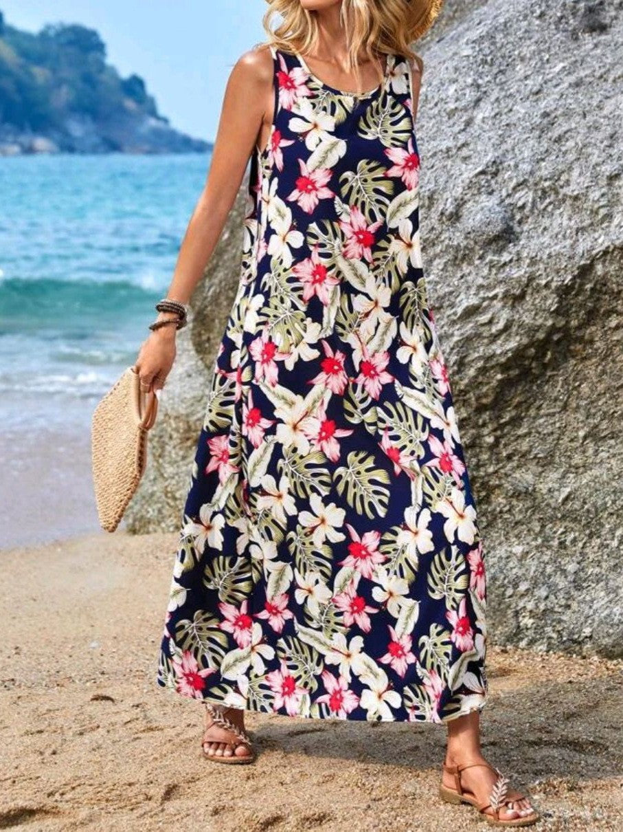 Elegant Women's Sleeveless Casual Bohemian Printed Dress