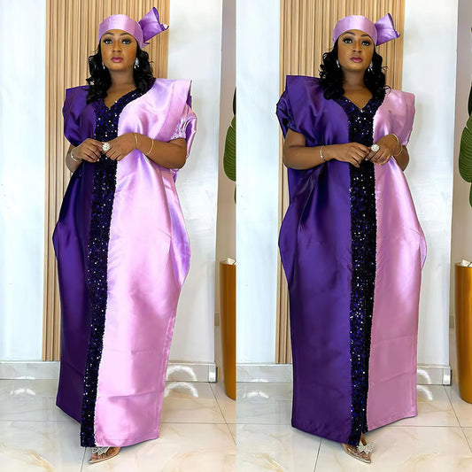 Women's Large African Satin Dress Ethnic Style Dresses